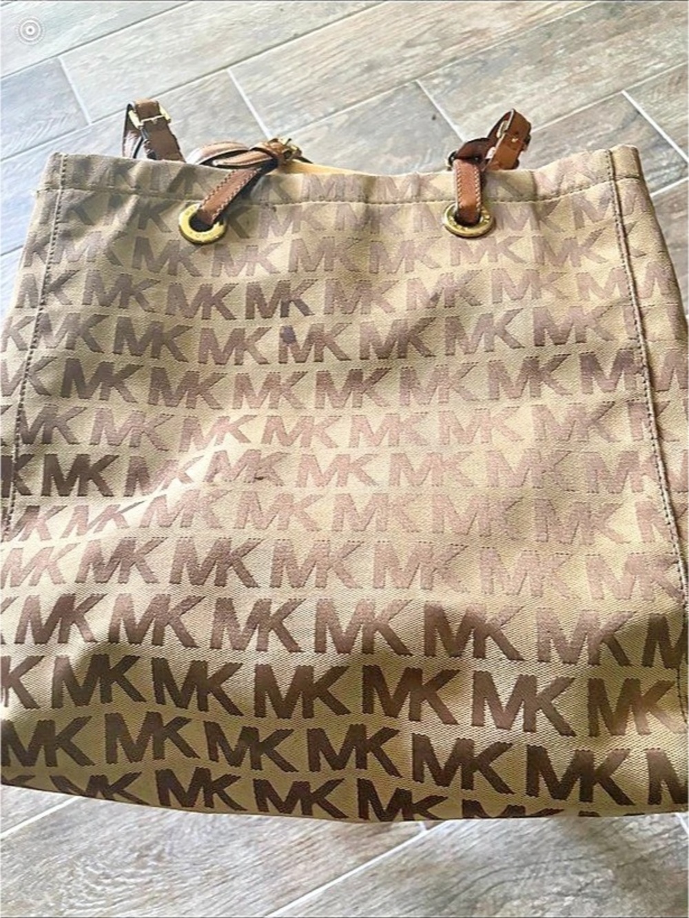 Not authentic Michael Kors Signature MK Monogram Canvas Tote Brown & Pink
